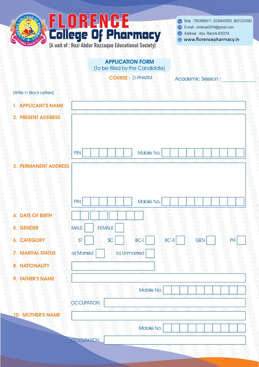 Pharmacy Application Form